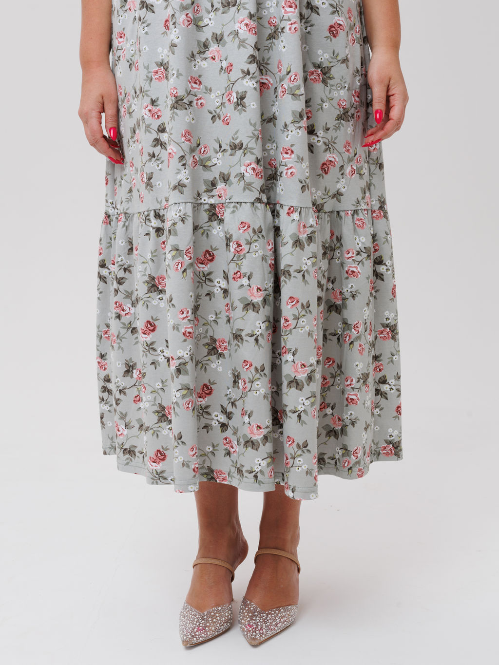 Трикотажное платье серые розы КП-02 (13)