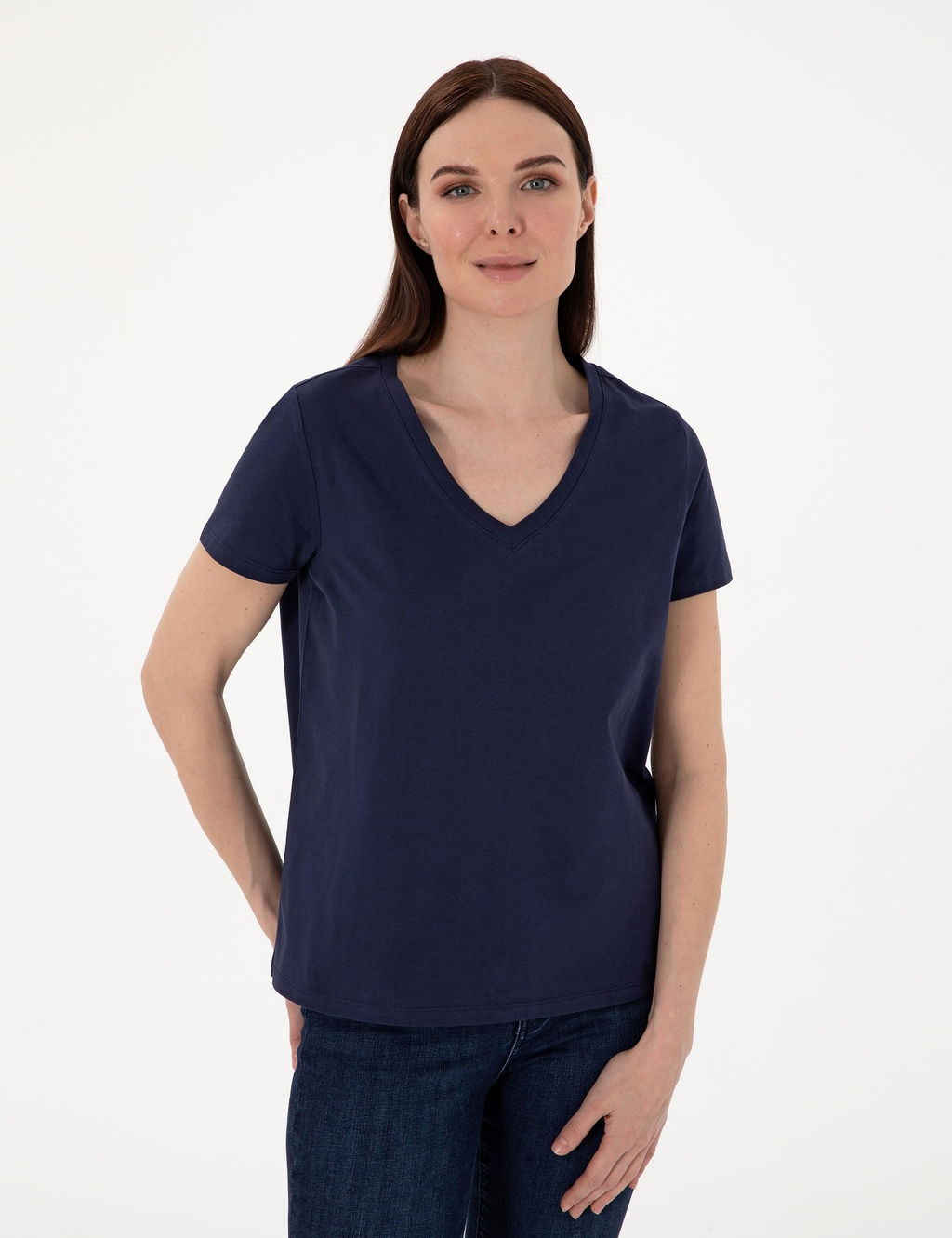 Lacivert Regular Fit V Yaka Basic Ti__rt - Pierre cardin фото 3