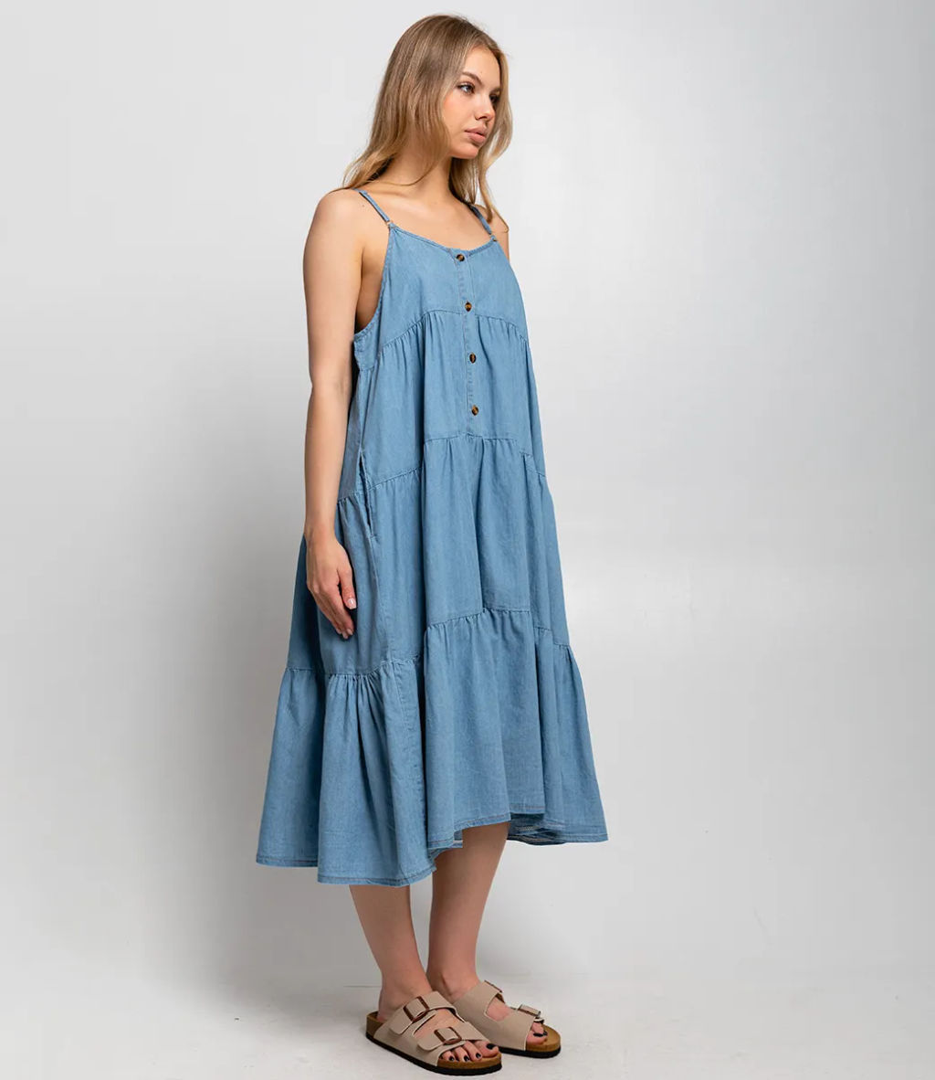 Джинсовый сарафан #КТ3373, голубой