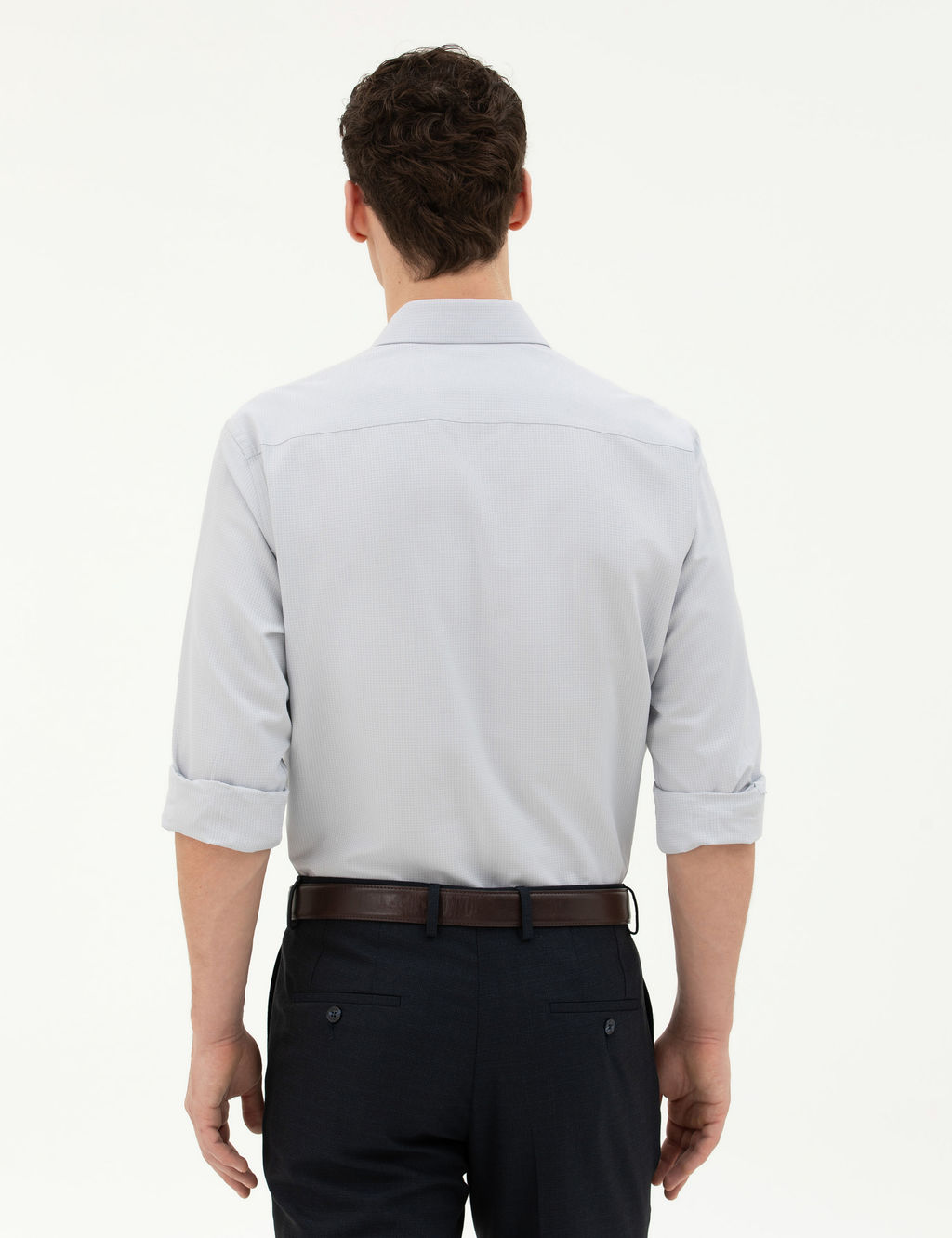 Gri Slim Fit Uzun Kollu G_mlek