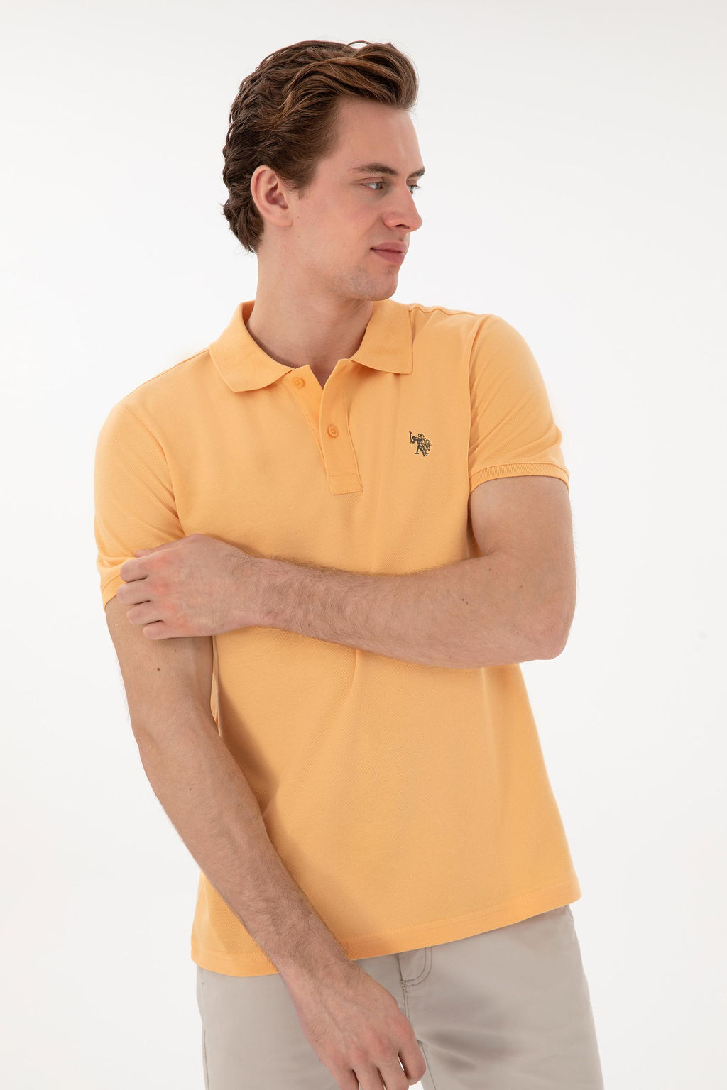 Erkek Slim Fit Polo Yaka Turuncu Basic Ti__rt Sepette S_rpriz _ndirim - U.s. polo assn фото 3