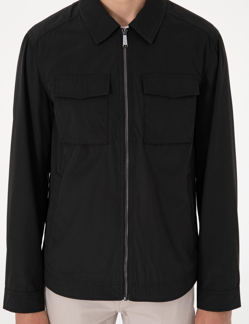 Siyah Rregular F_t Fermuarl_ _nce Ceket - Pierre cardin фото 7