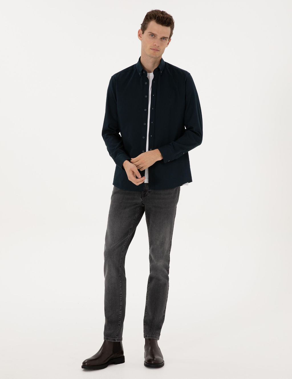Lacivert Regular Fit Uzun Kollu G_mlek - Pierre cardin фото 4