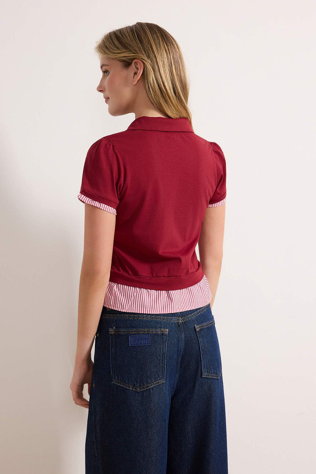 Bordo Regular/Normal Kal?p Polo Yaka Dokuma Detayl? Tok %100 Pamuk Orme Bluz TWOSS26BZ00263 - Trendyolmilla фото 4