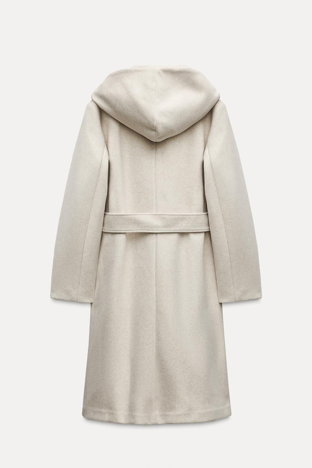SOFT HOODED BELTED COAT - Zara фото 10
