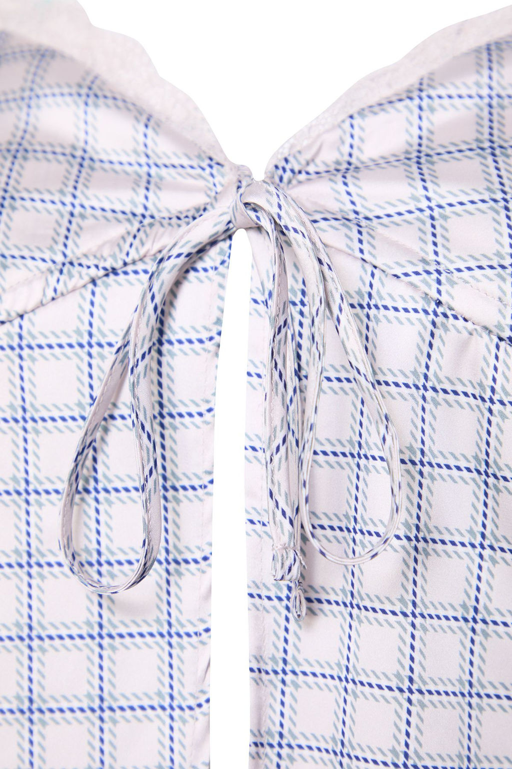 Cok Renkli Ekose Ask?l? Saten Baglama Detayl? Crop Dokuma Bluz TWOSS25BZ00056 - Trendyolmilla фото 7