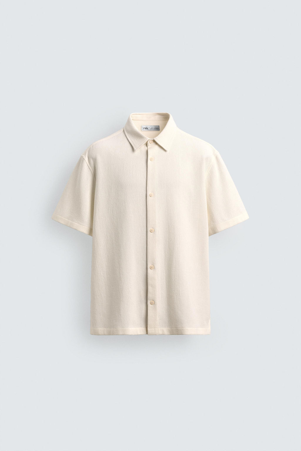 Рубашка Zara CAMISA ESTRUCTURA CONFORT кремовая