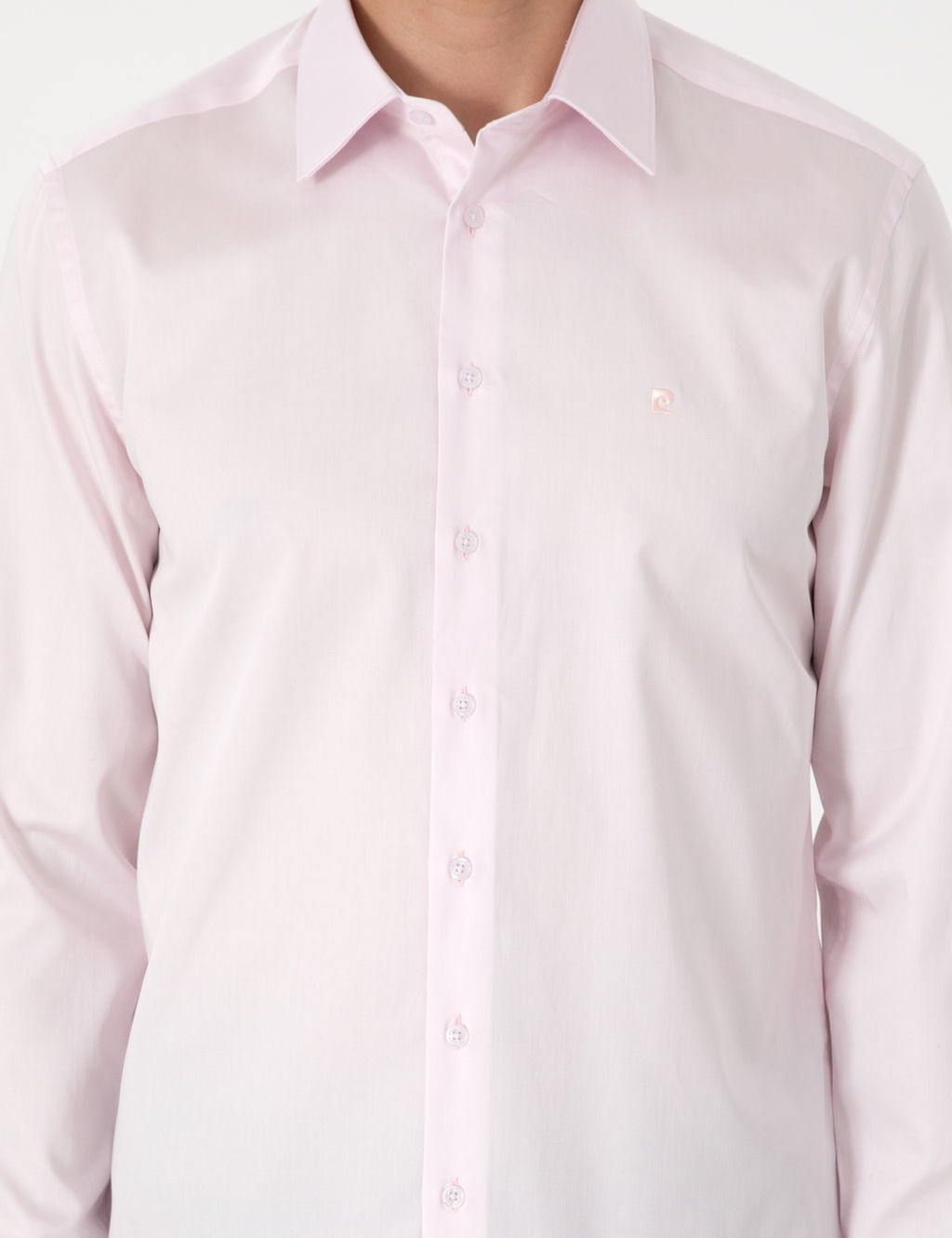 A__k Pembe %100 Pamuk Parlak Saten Slim Fit Uzun Kollu Basic G_mlek