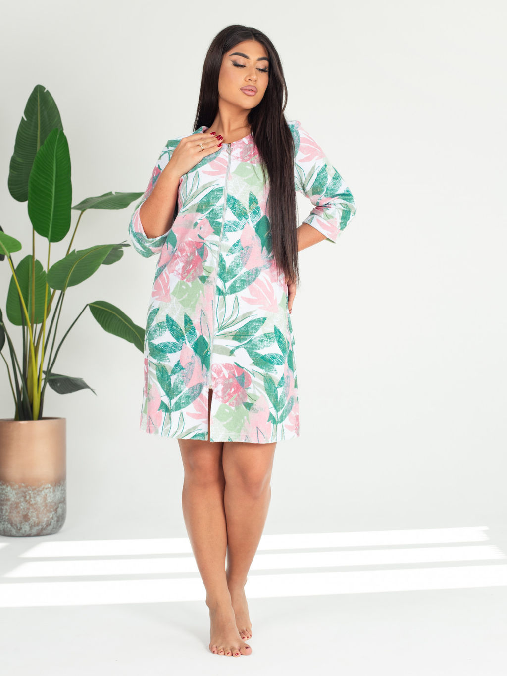 Халат женский махровый на молнии ВИТАЛИНА ЗЕЛЕНЬ - Domtrik фото 3