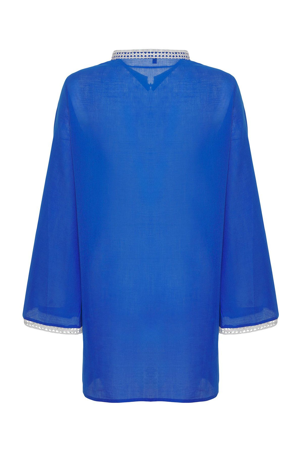 Tropikal Desenli Dokuma %100 Pamuk Plaj Mini Elbise TBESS25EL00027