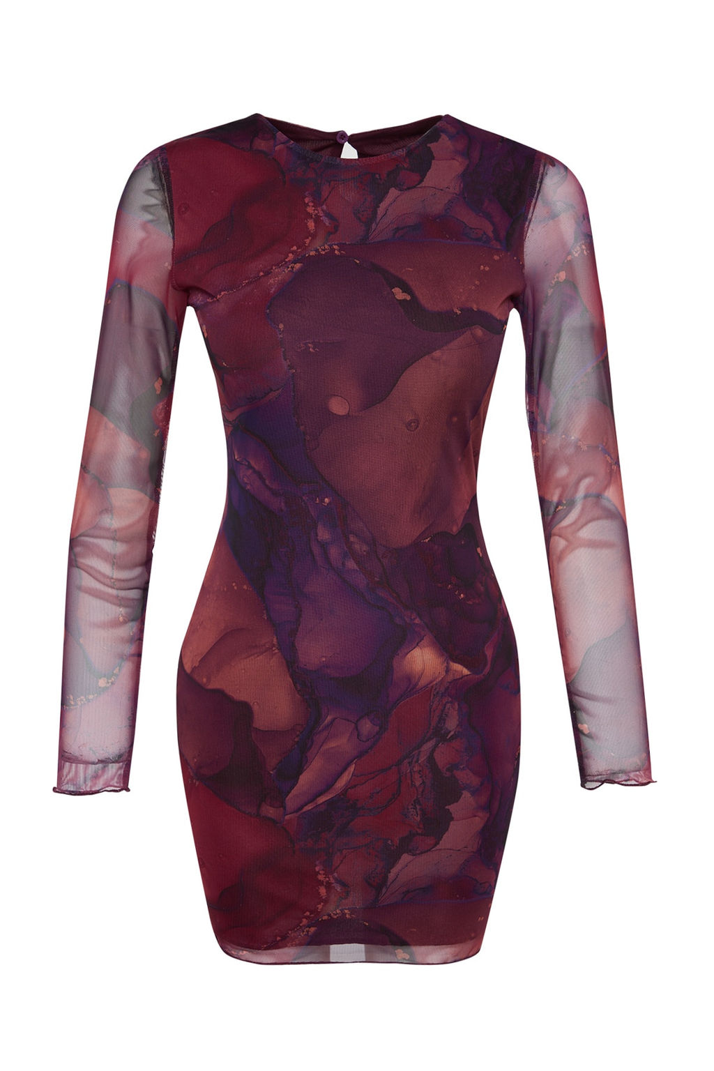 TRENDYOLMILLA Mavi Bask?l? Tul Fitted/Vucuda Oturan Esnek Mini Orme Elbise TWOAW24EL00135 фото 15