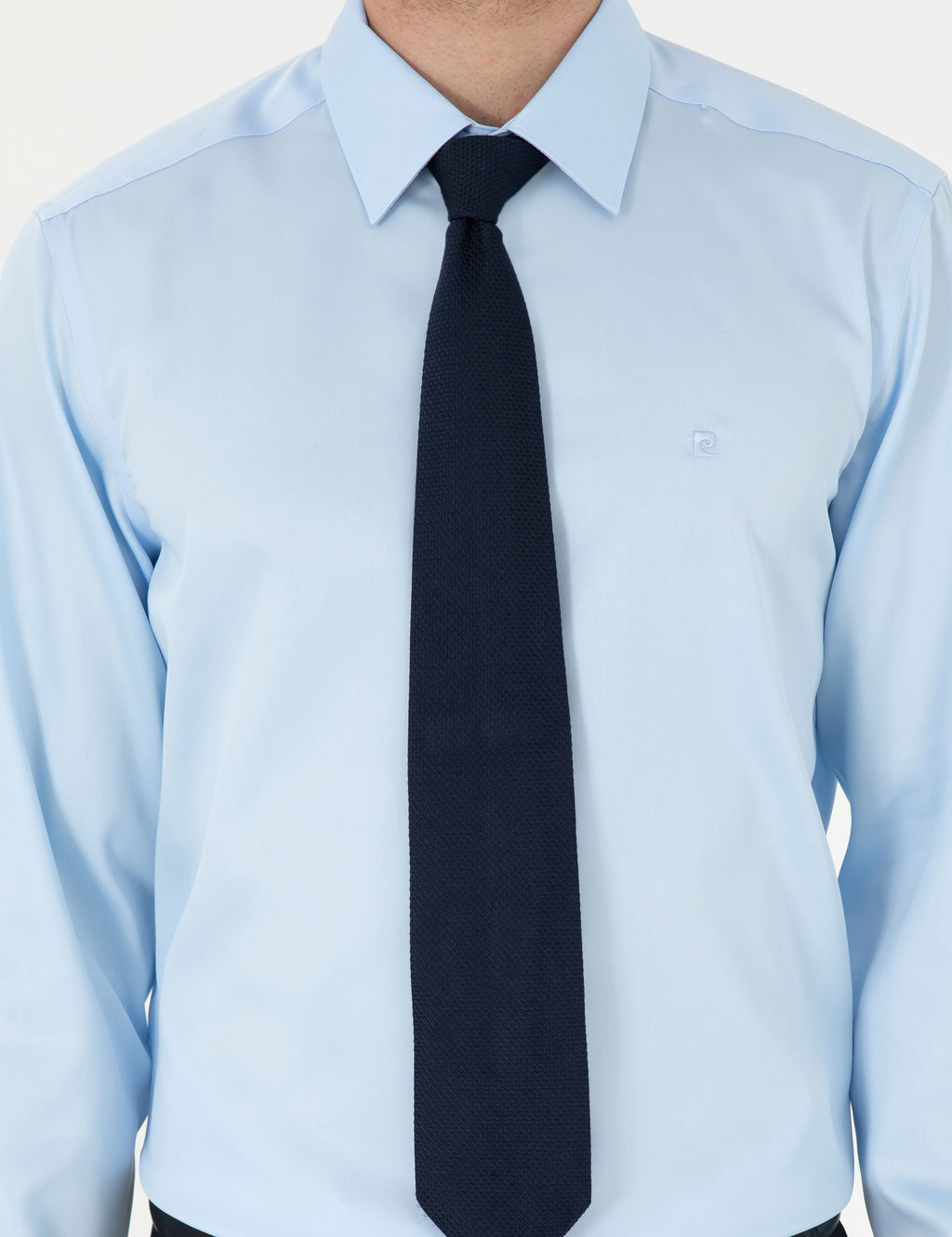 A__k Mavi Non Iron Kolay _t_lenebilir Slim Fit Uzun Kollu Basic G_mlek