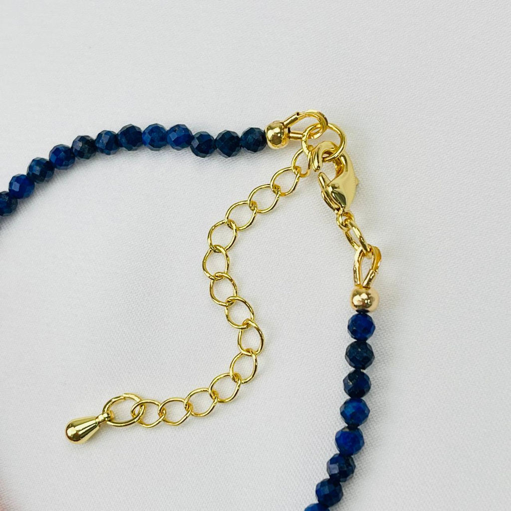 Браслет из Лазурита и Сердолика с подвеской "Звезда" 18,5 см +