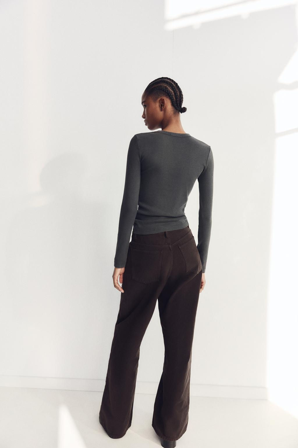 LONG SLEEVE WASHED EFFECT RIBBED T-SHIRT - Zara фото 10