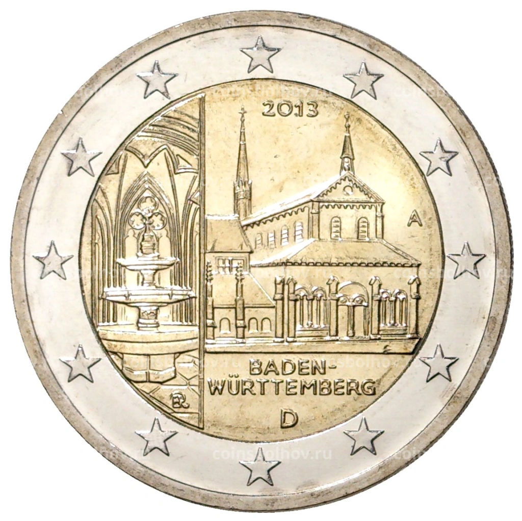 2 евро 2013 года A Германия Баден-Вюртемберг  Монастырь Маульбронн