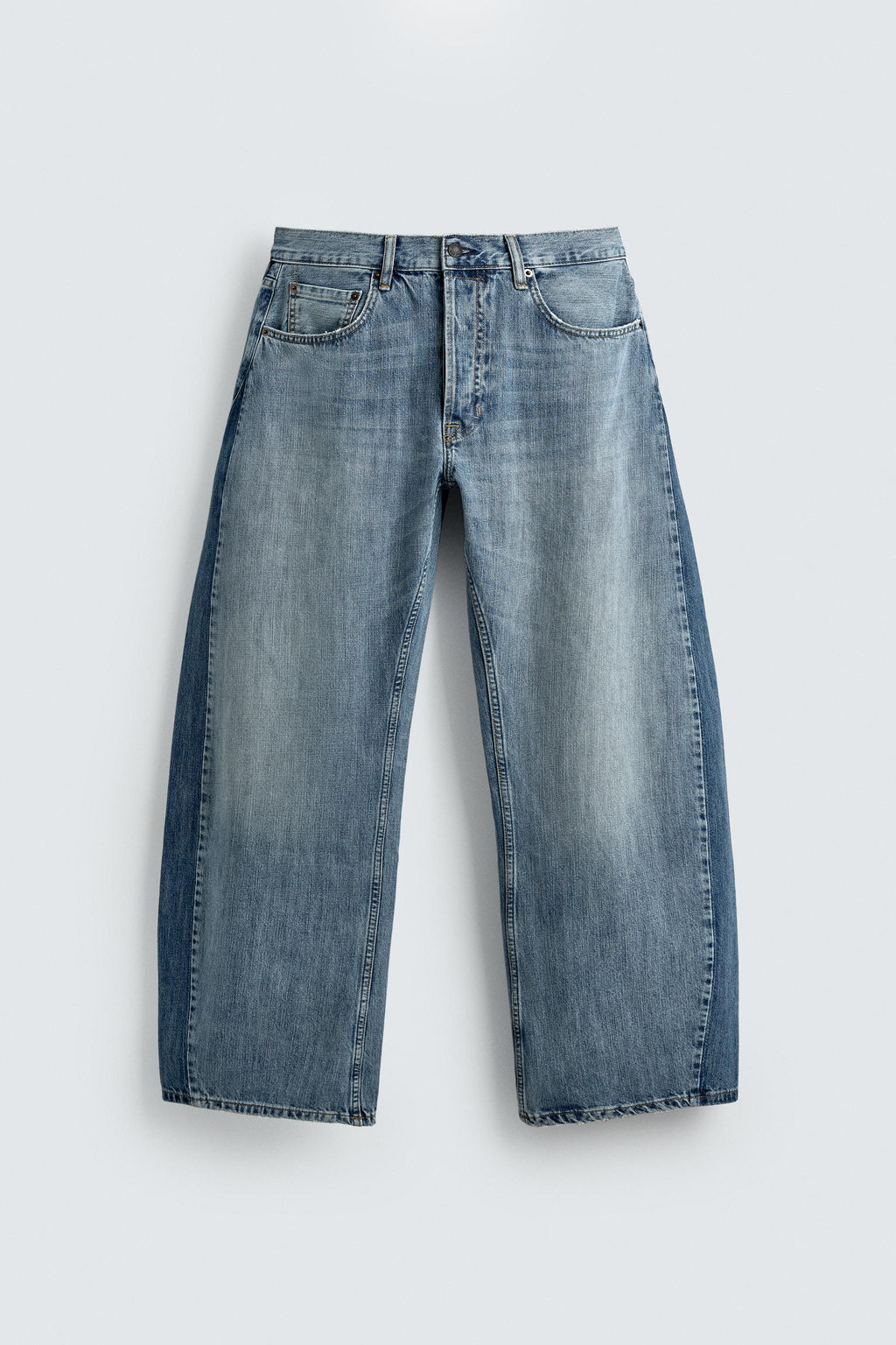 JEANS LOOSE BALLOON FIT BANDAS CONTRASTE / Azul medio - Zara фото 8