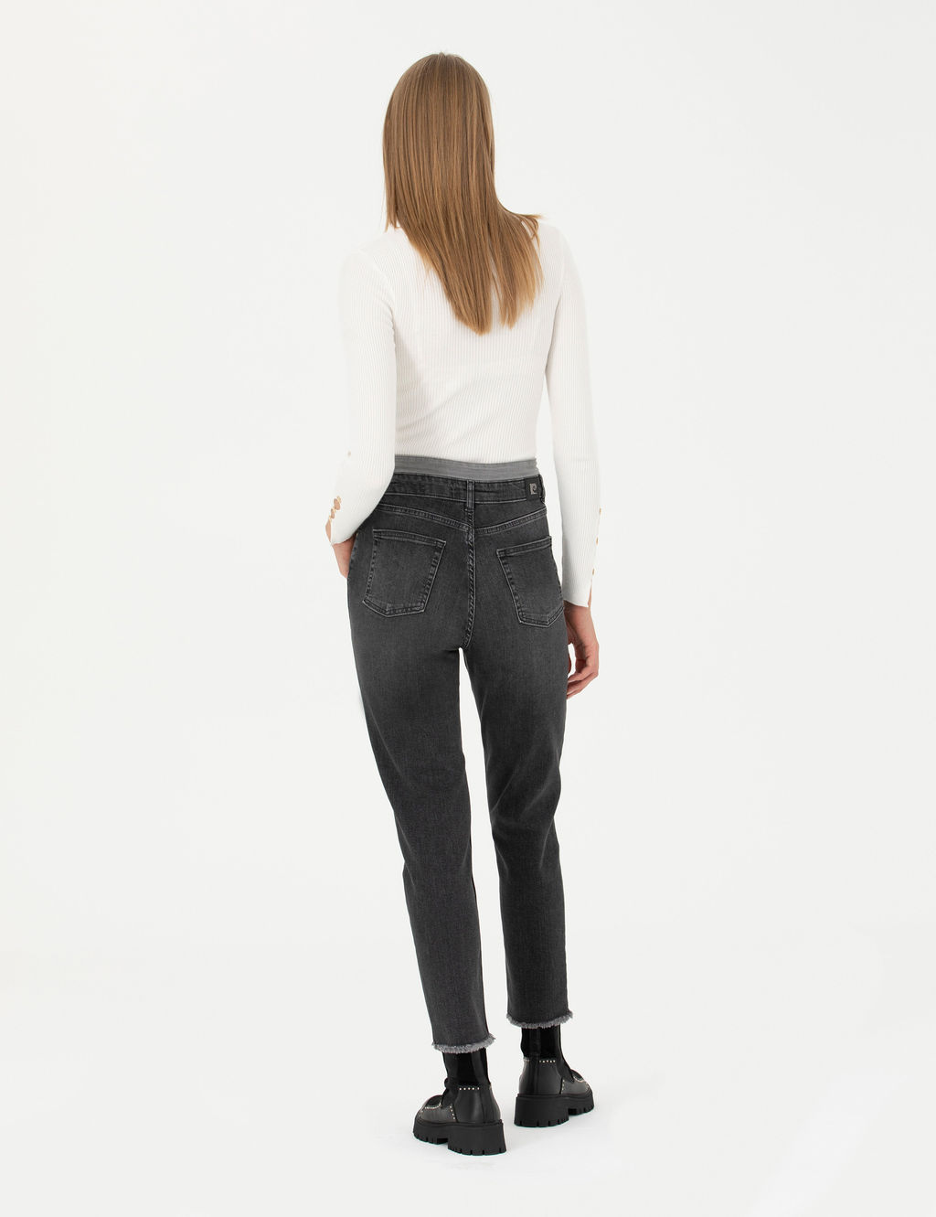 Antrasit Mom High Waist Fit Jean Pantolon