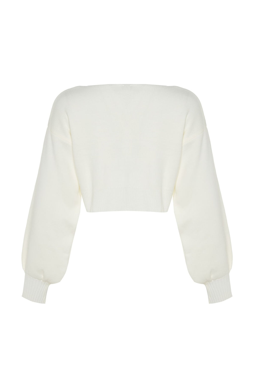 Ekru Super Crop Basic Fiyonklu Triko H?rka TWOAW24HI00315