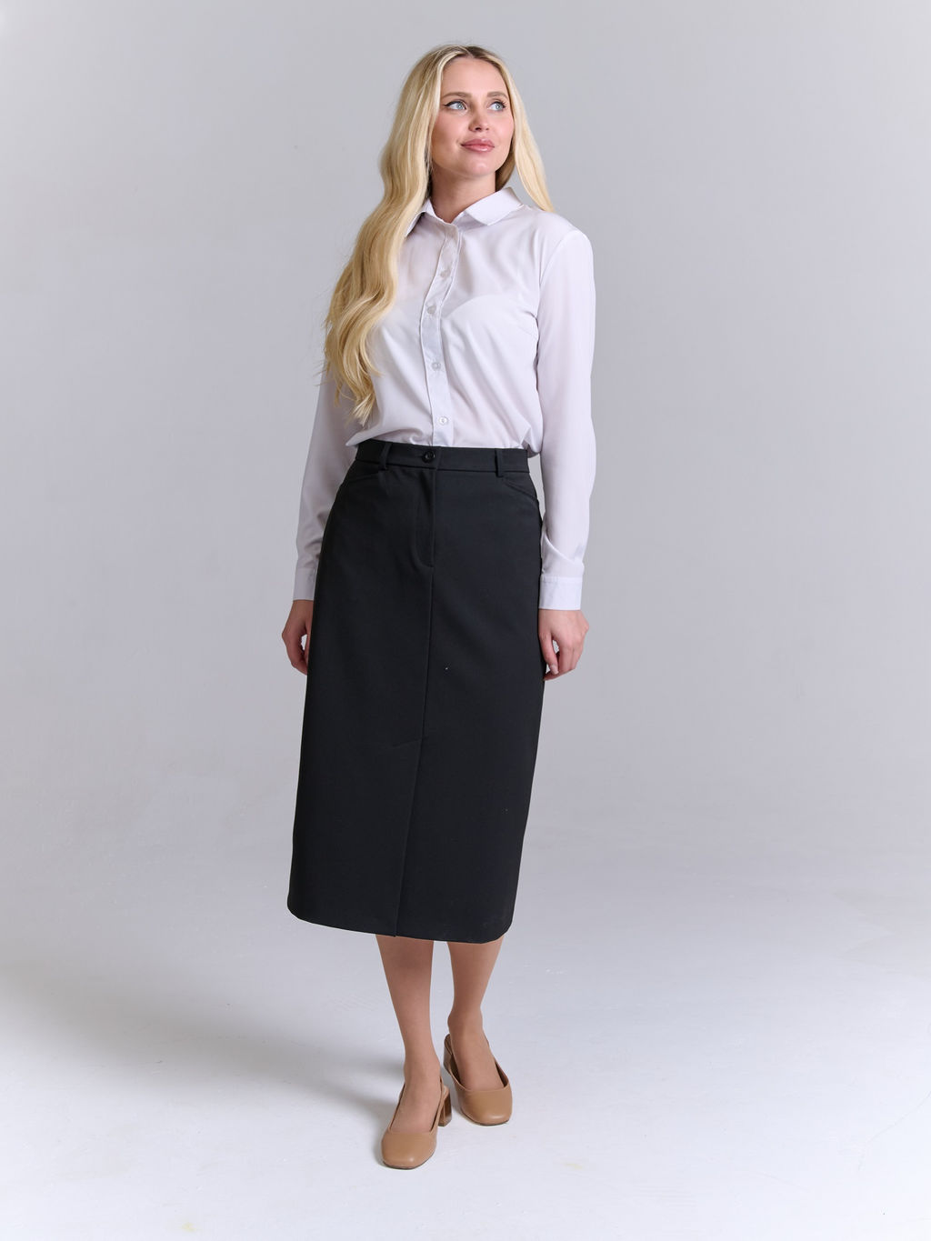 Юбка прямого кроя из костюмной ткани