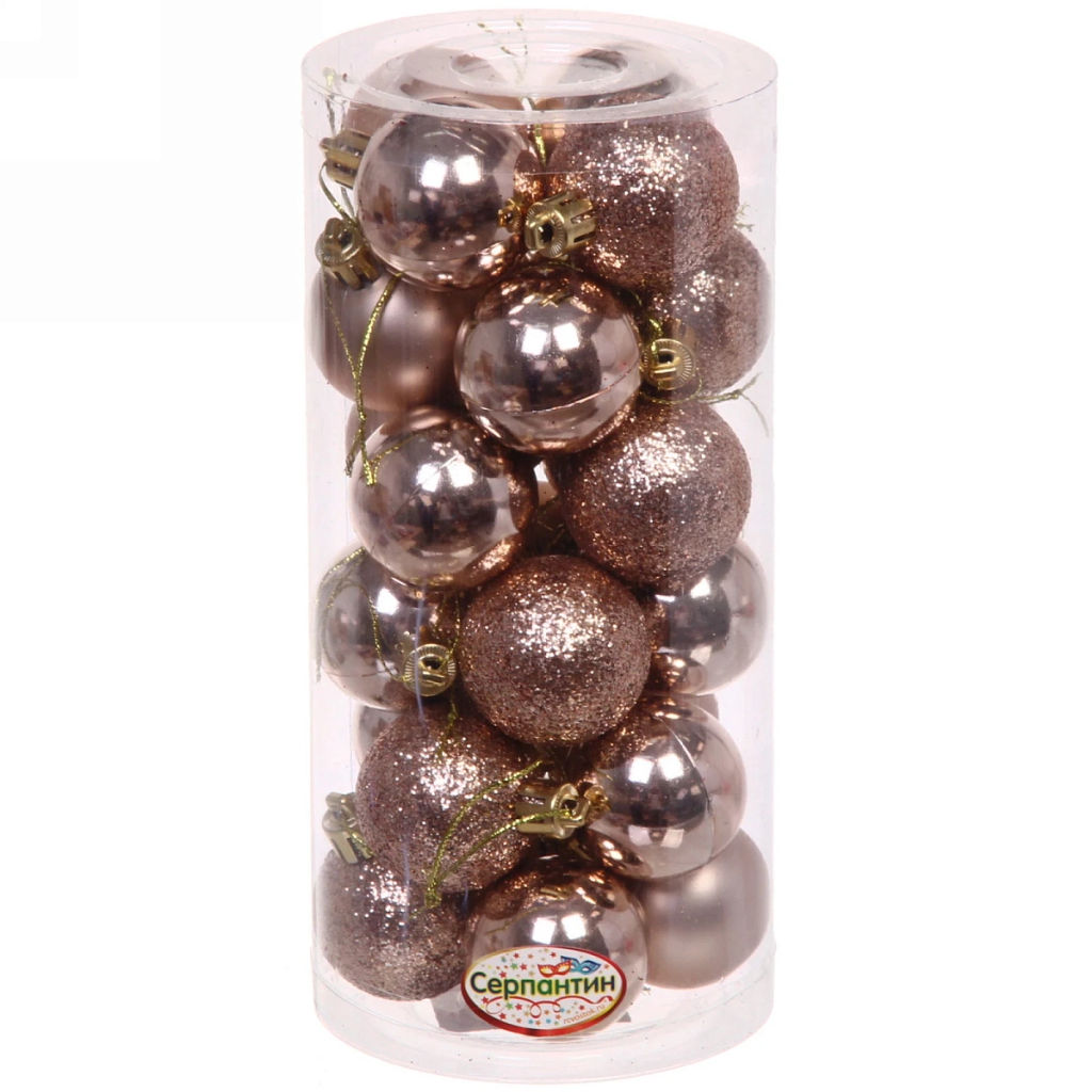 Цена за 2 шт. Новогодние шары 4 см (набор 24 шт) "Микс фактур", шампань