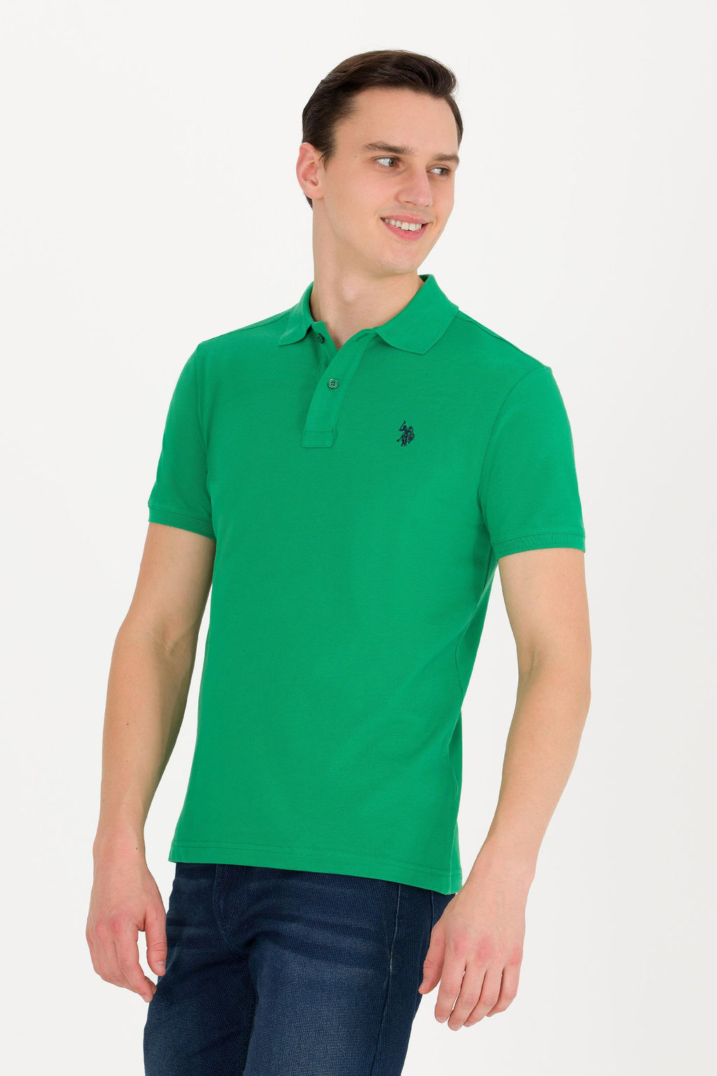 Мужская зеленая футболка с воротником поло Basic - U.s. polo assn фото 14