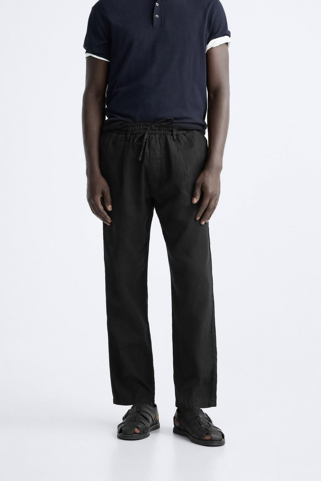 PLEATED COTTON - LINEN TROUSERS - Zara фото 12
