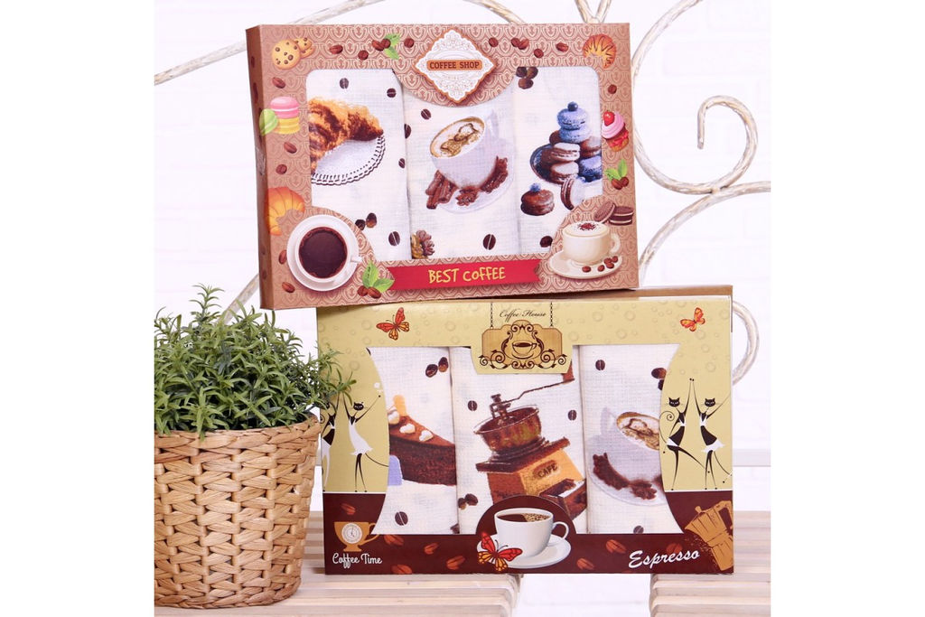 Набор вафельное полотенце в коробке НПВ-365 40х75*3шт. (5465-1)