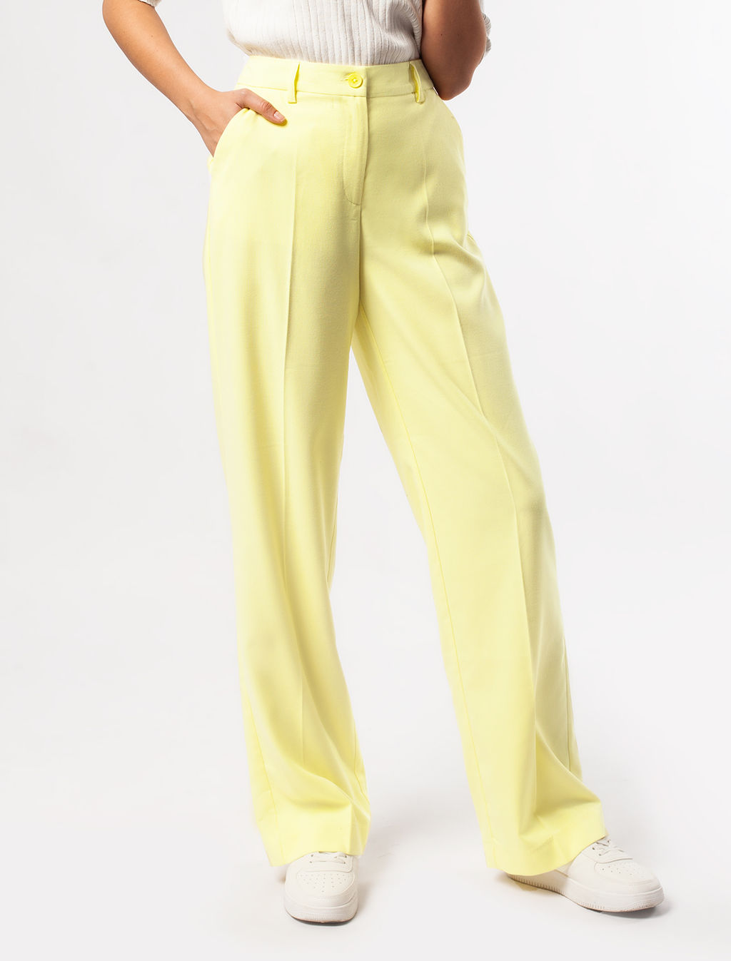 Брюки Vilatte прямые из поливискозы с фактурой желтый  фото 3