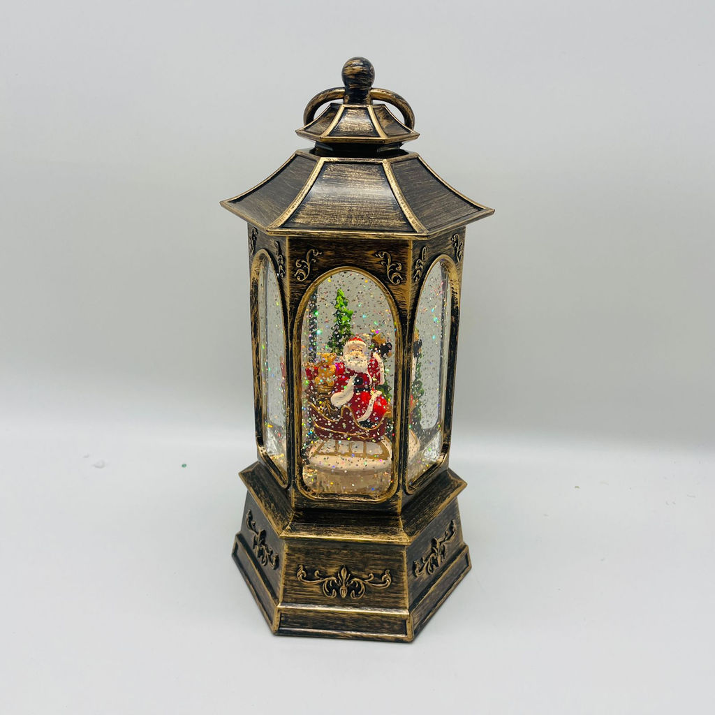 Новогодний декор Фонарь стекло - Дед Мороз в санях 26 см (арт. 8894A) - Ип лебедев о.ю фото 3