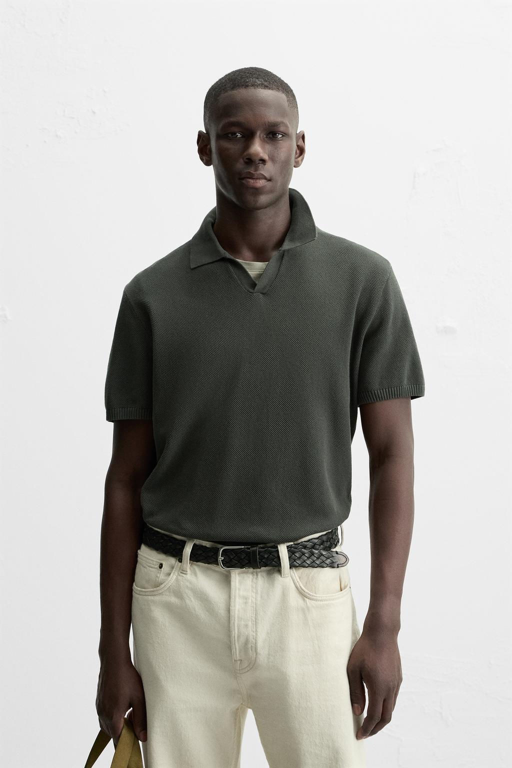 TEXTURED KNIT POLO SHIRT - Zara фото 12