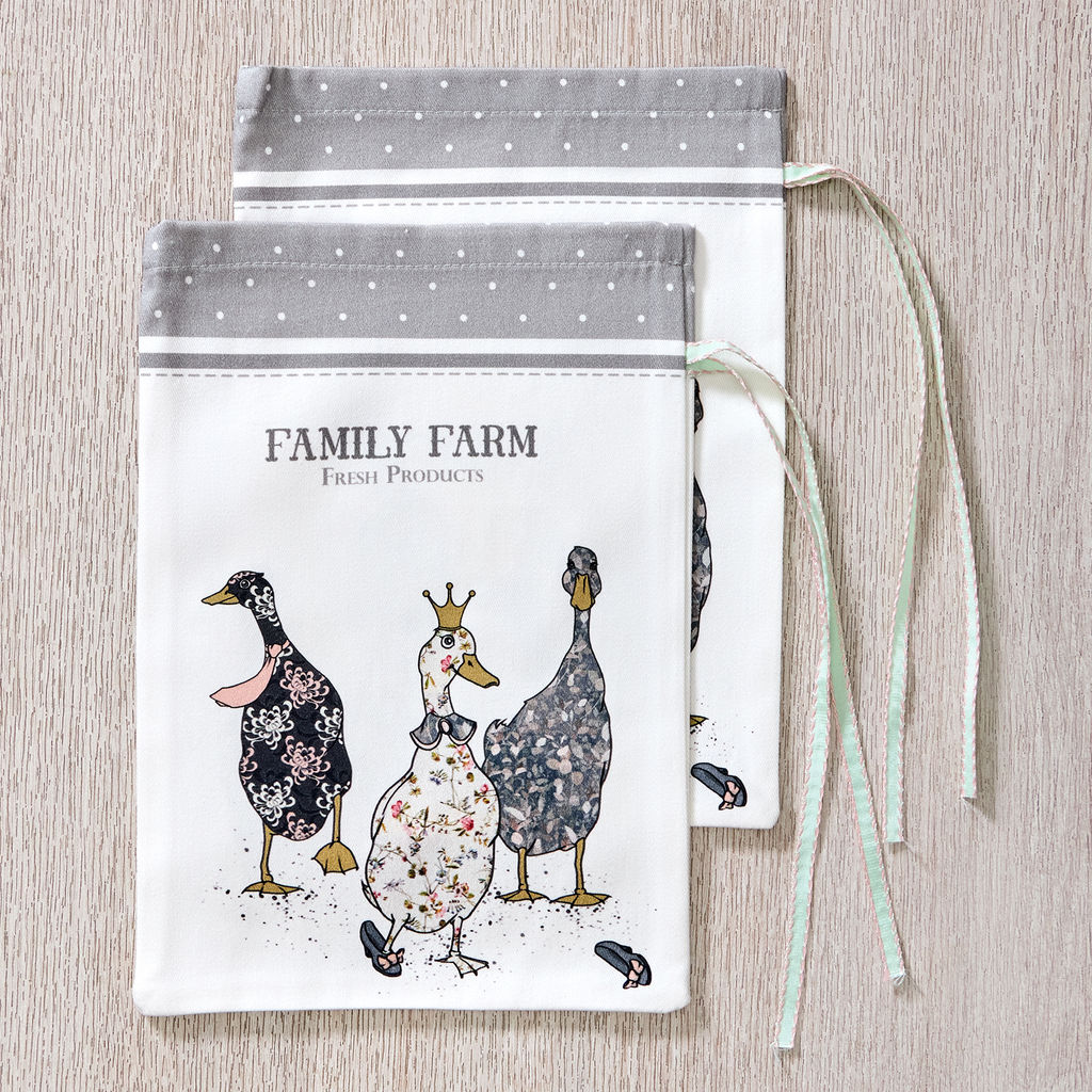НАБОР МЕШОЧКОВ ИЗ 2-Х ШТ FAMILY FARM 20Х29СМ,100% ХЛОПОК,СЕРЫЙ,ТВИЛ,ПРОПИТКА