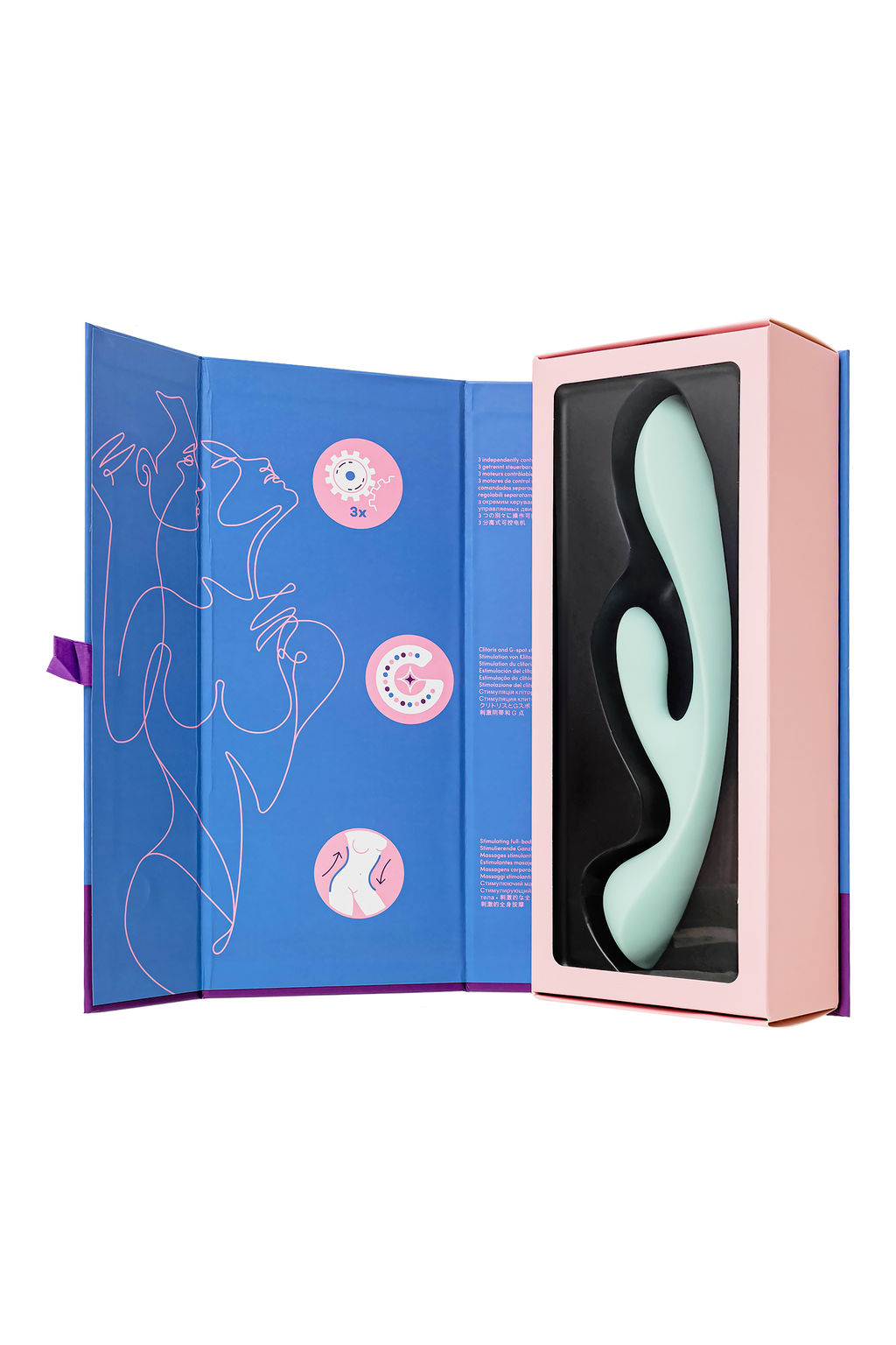 Нереалистичный вибратор Satisfyer Triple Oh, силикон, голубой, 24 см  фото 10