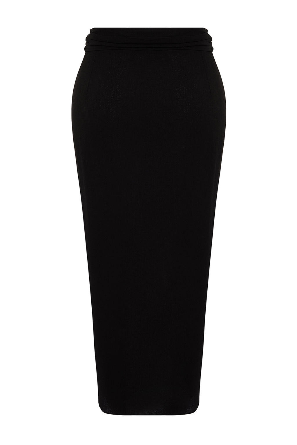 TRENDYOLMILLA Siyah Midi Dokuma Volanl? Plaj Etegi TBESS24ET00015