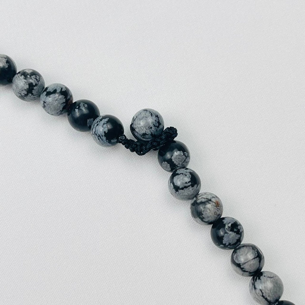 Бусы мужские из снежного Обсидиана