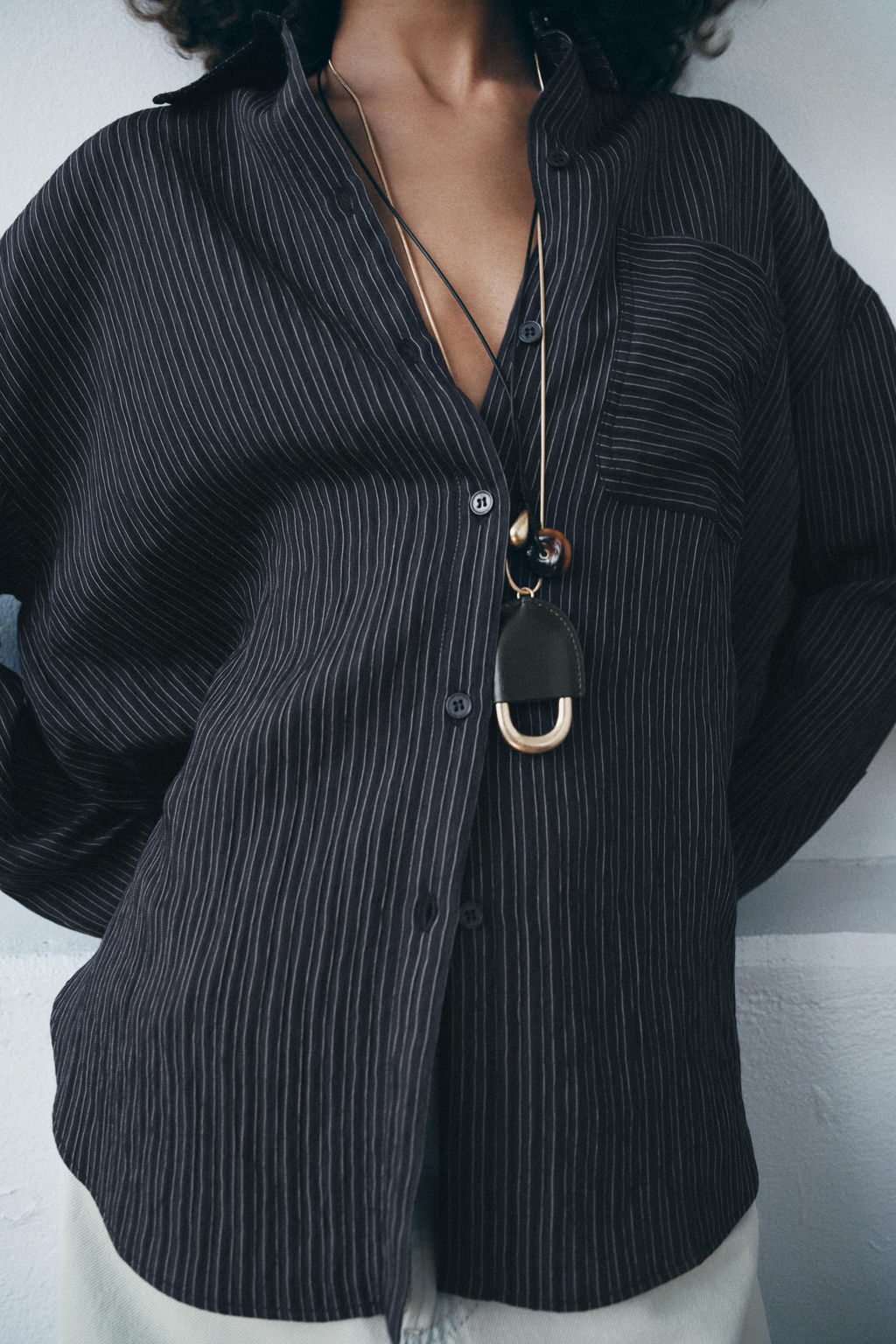 STRIPED FLOWING SHIRT ZW COLLECTION - Zara фото 4