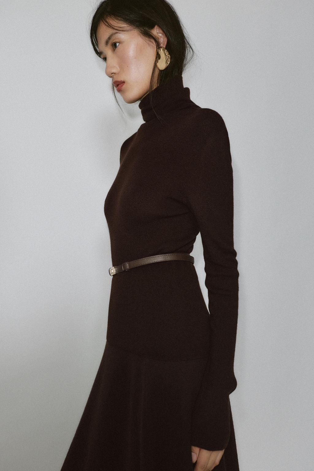 100% WOOL HIGH NECK JUMPER WITH BELT - Zara фото 3
