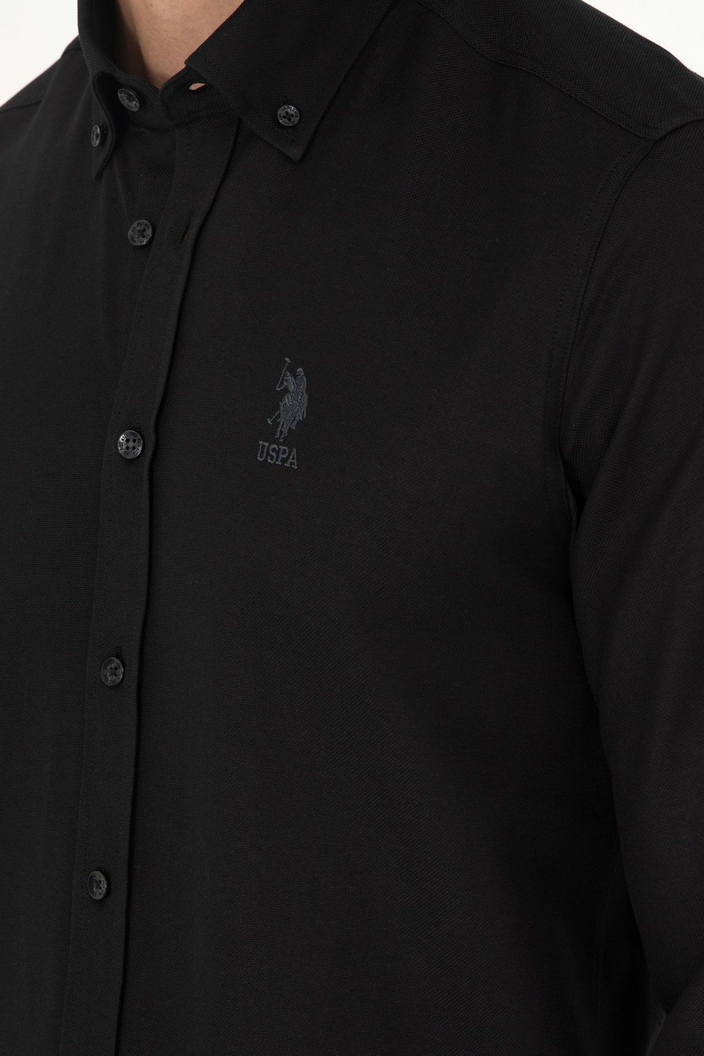 Мужская черная базовая рубашка с длинным рукавом - U.s. polo assn фото 7
