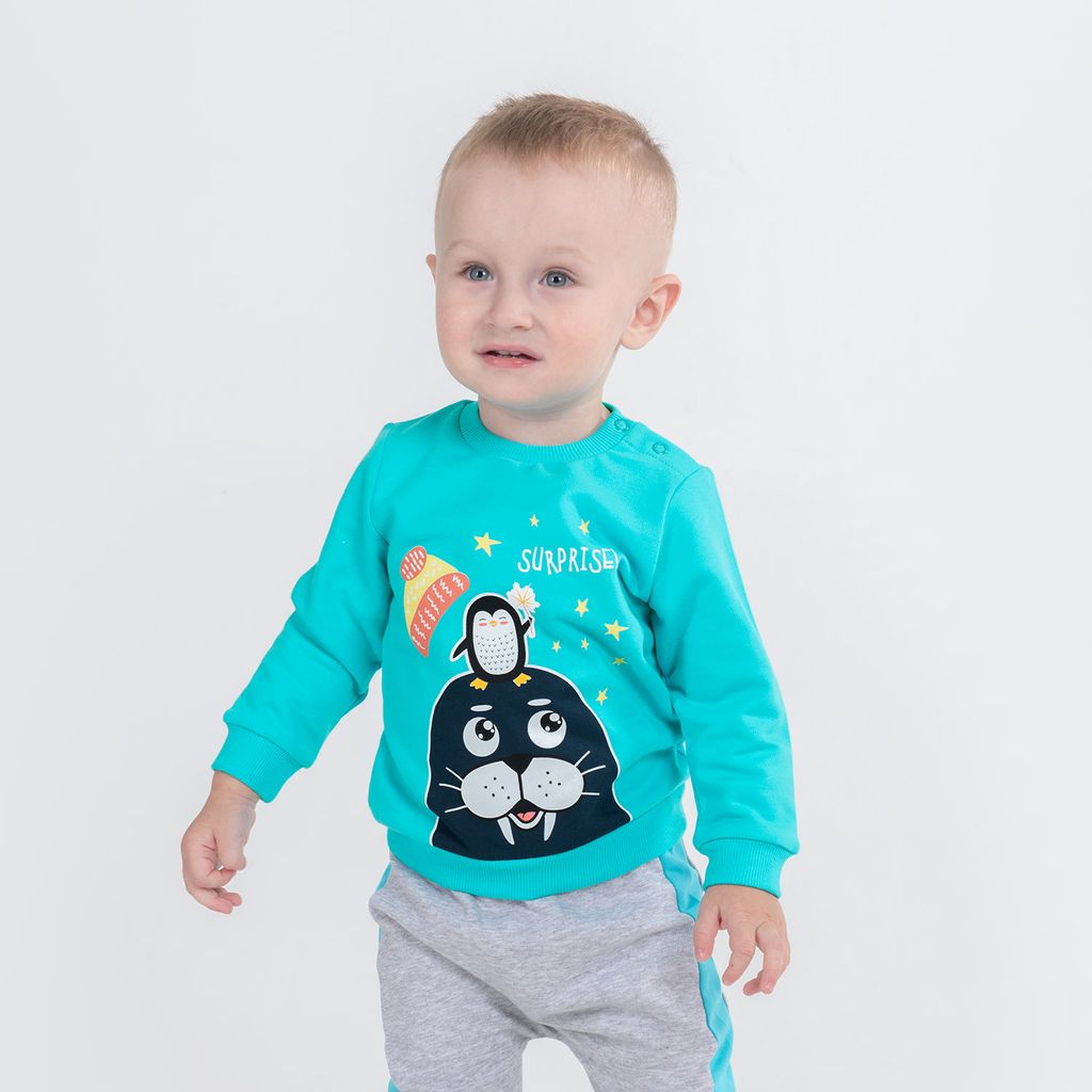 CRB wear/CWNB 62877-40-289 Джемпер для мальчика, бирюзовый/Ex.Cherubino