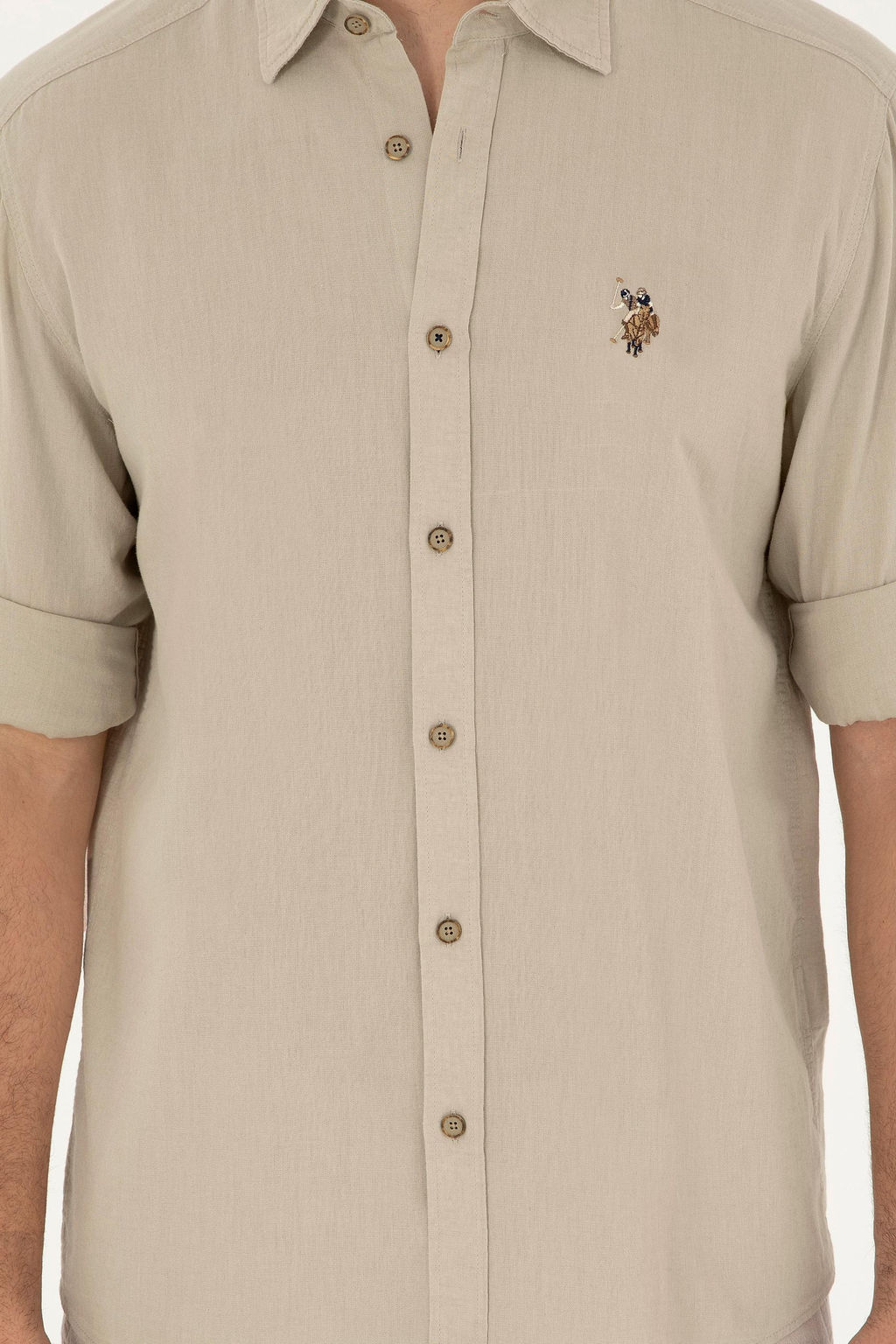 Мужская базовая рубашка цвета хаки с длинным рукавом Неожиданная скидка в корзине - U.s. polo assn фото 6