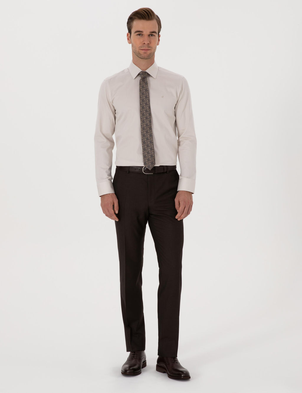 Bej Slim Fit %100 Pamuk Klasik G_mlek