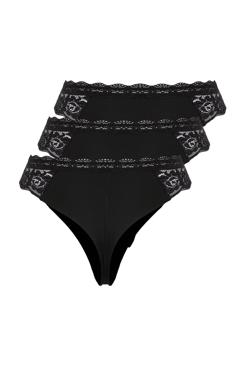 TRENDYOLMILLA Siyah 3lu Paket Micro Dantelli Tanga Orme Kulot THMSS24KU00013  фото 8