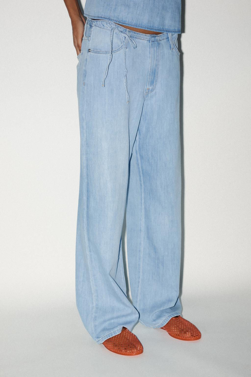 TRF PYJAMA-STYLE DENIM TROUSERS - Zara фото 2