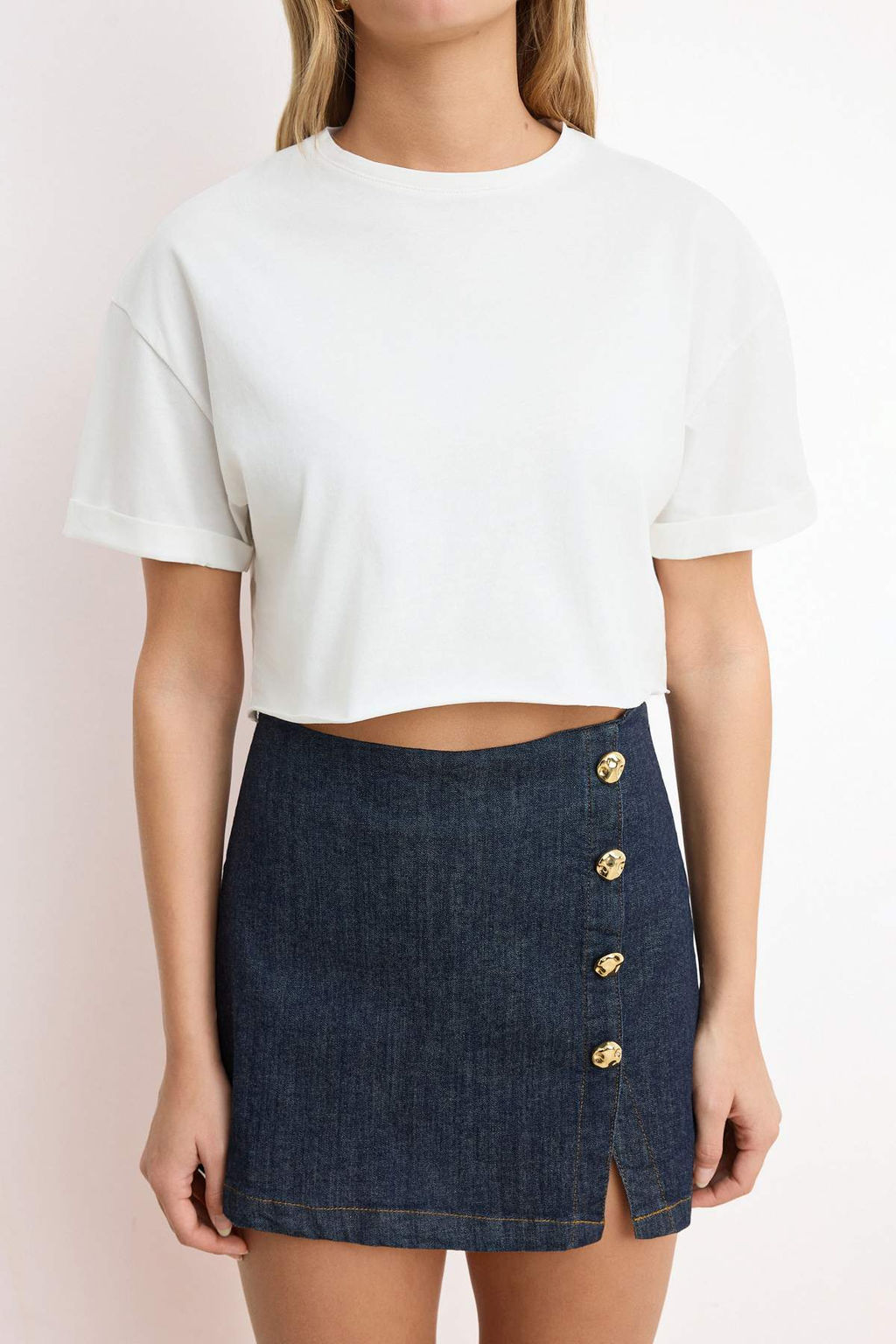 Ekru Boxy Dusuk Kol K?sa Kollu %100 Pamuk Orme T-Shirt TWOSS26TS00183 - Trendyolmilla фото 3