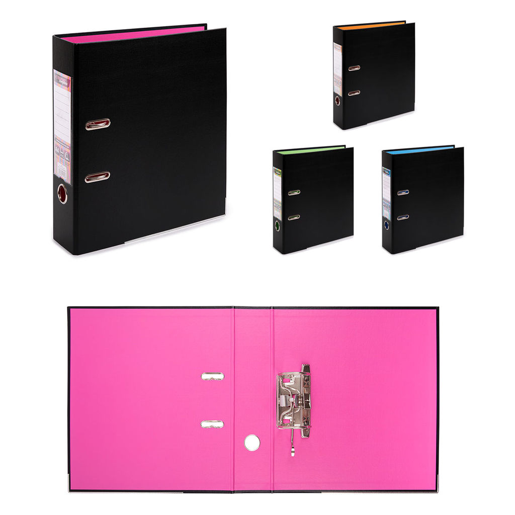 Expert Complete BLACK&COLOR Регистратор PVC, 2-х стороннее покрытие, мет.уг. 75 мм 10 шт. Trend A4 арочный механ. лён черный/голубой ЕС100262108