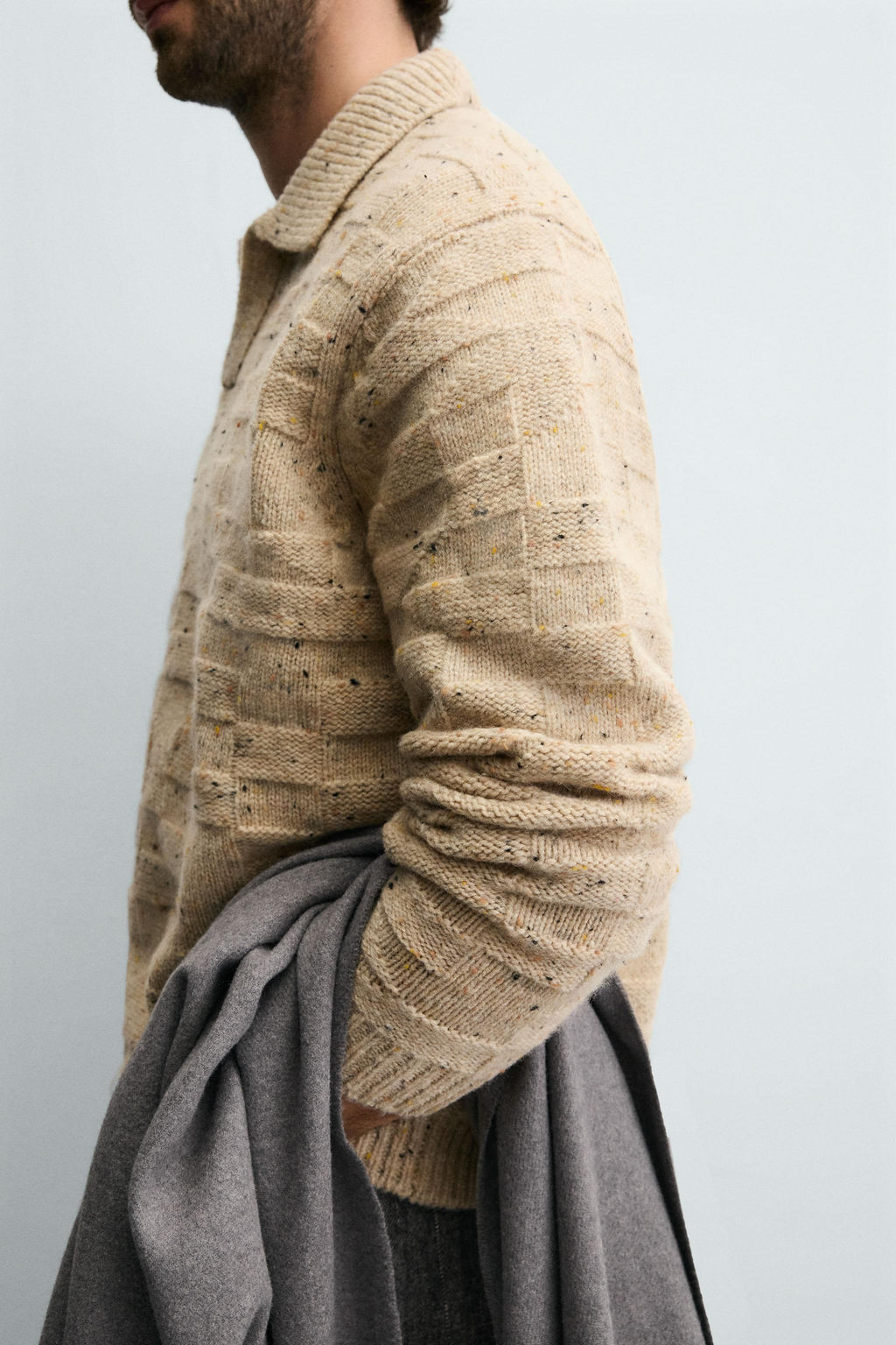 100% WOOL KNIT POLO SHIRT WITH BUTTONS - Zara фото 5