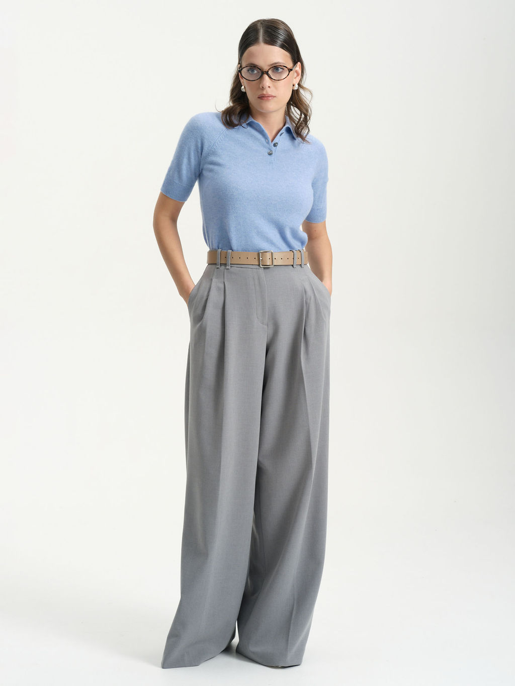 Джемпер-поло кашемировый 2015 голубой