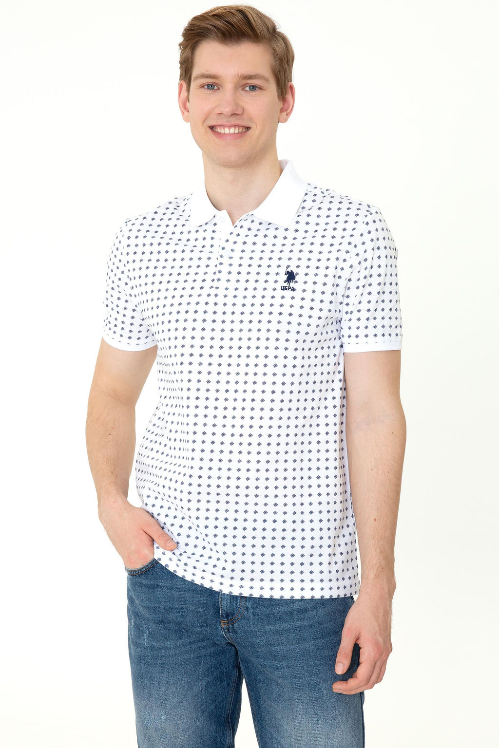 U. S. Polo Assn Мужская белая футболка с воротником-поло - U.s. polo assn фото 13