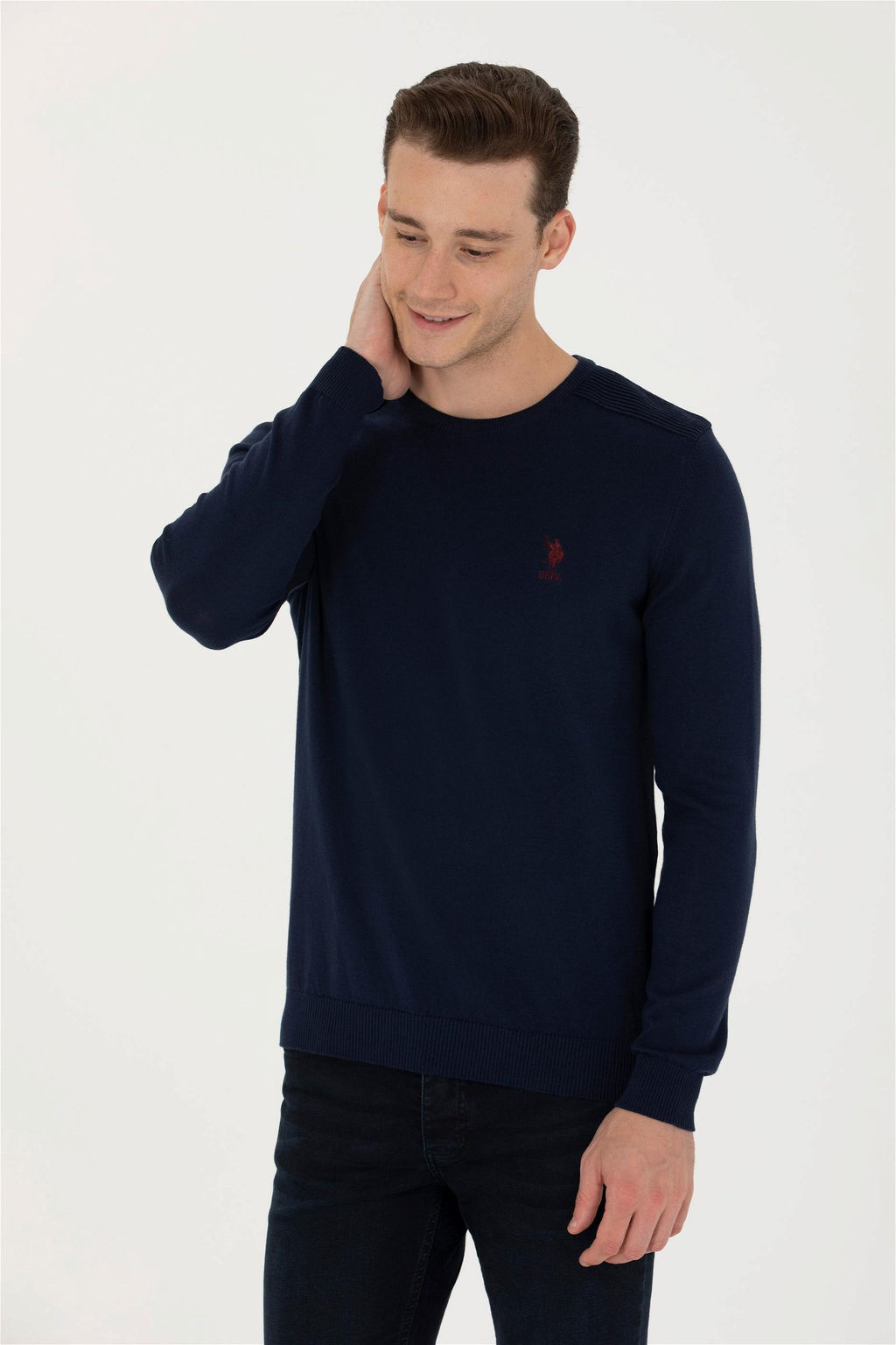 U. S. Polo Assn / Мужской темно-синий базовый свитер - U.s. polo assn фото 10