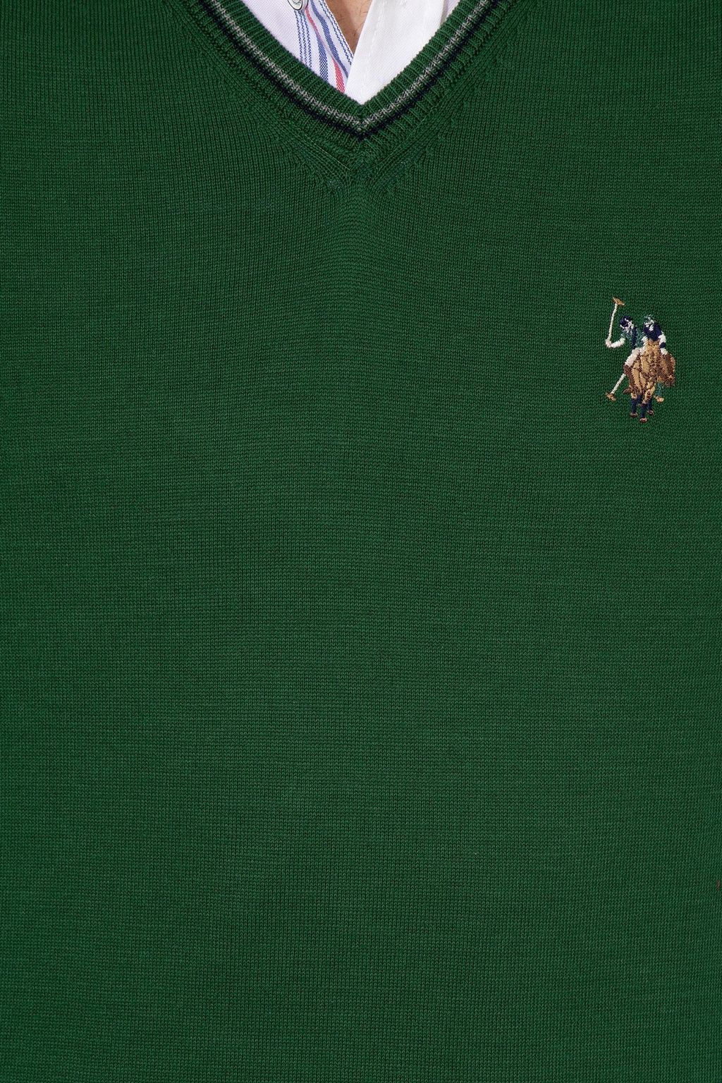 U. S. Polo Assn Мужской зеленый базовый трикотажный свитер с v-образным вырезом - U.s. polo assn фото 6