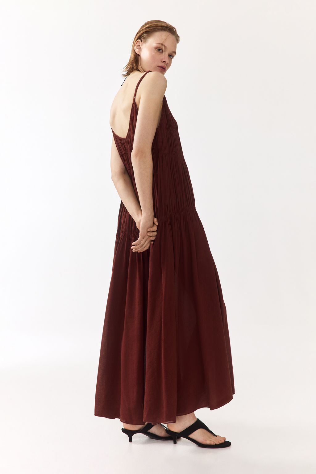 Vestido fruncido con tirantes espagueti - H&m фото 6